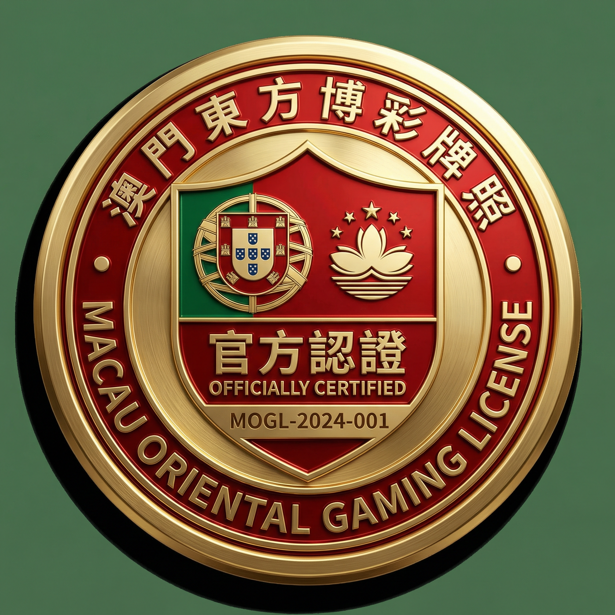 澳门东方博彩监管局官方认证牌照徽章